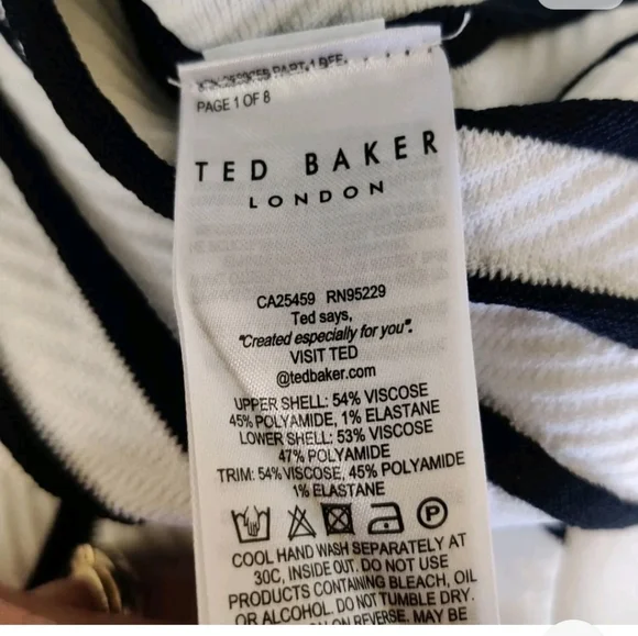 NWTCTed Baker US 16 white black cocktail STREACH Dress - Picture 4 of 15